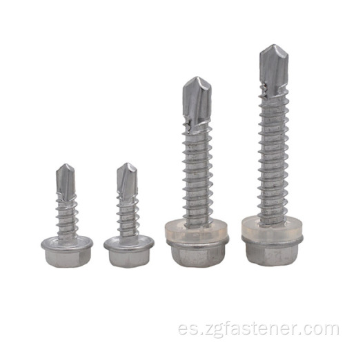 Head Hex Metal Tek Tornillo de perforación con lavadora